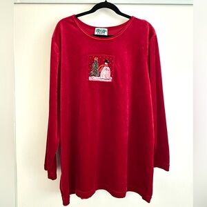 Red Velvet Long Sleeve Holiday Top